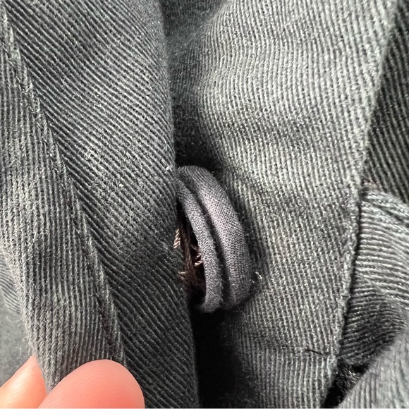 Decjuba Trench Coat Jacket Black Denim Mid Length Buckles Half Sleeve Size 8 - Picture 12 of 16